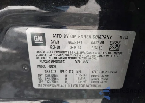 2015 Buick Encore z USA, uszkodzony, nr VIN KL4CJASB0FB087047